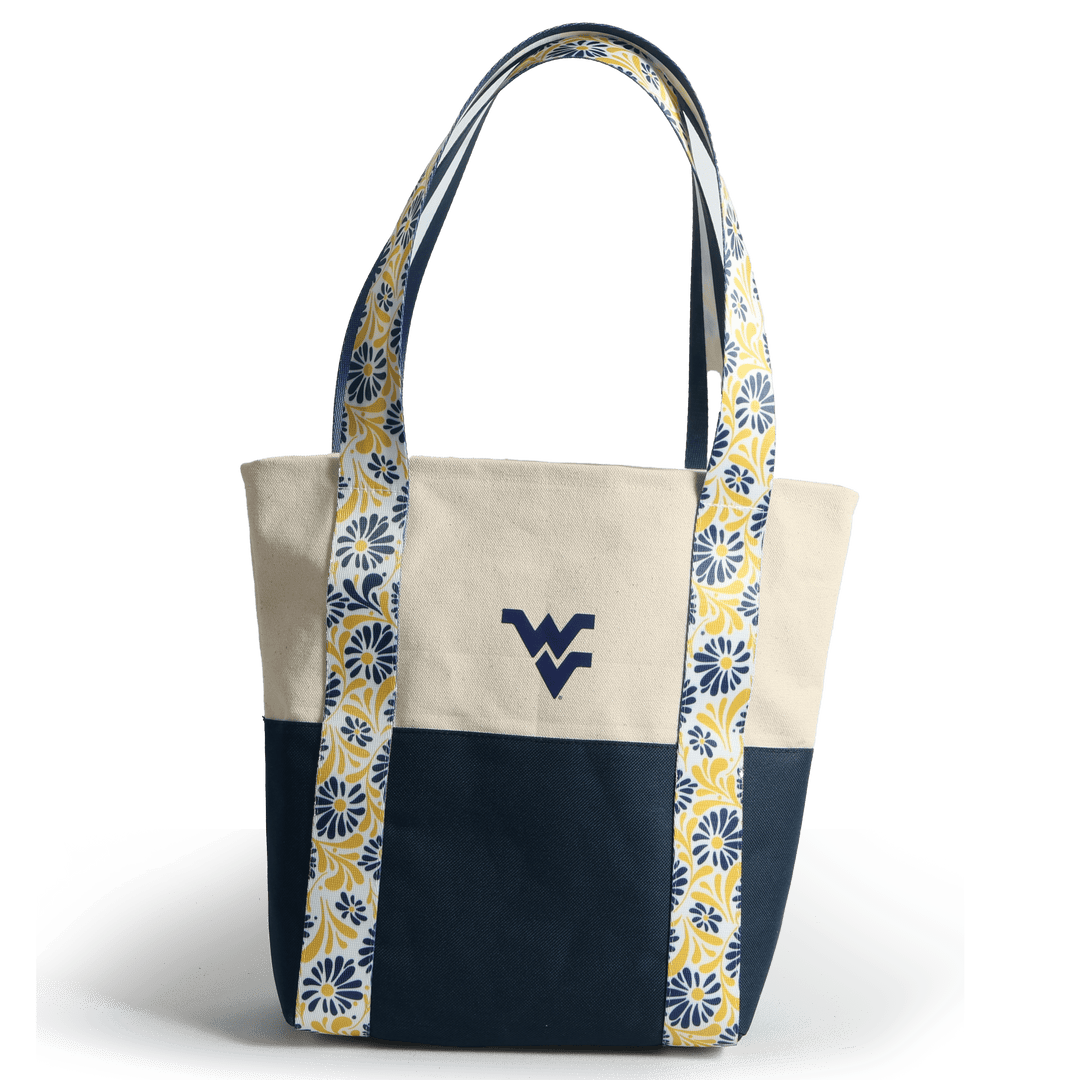 Desden Tote Bag Canvas Mini Tote with Floral Straps – West Virginia Mountaineers