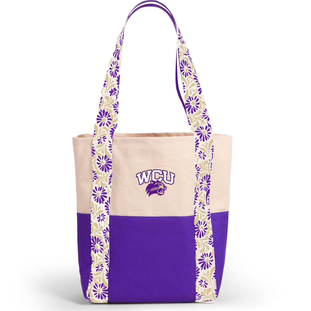 Desden Tote Bag Canvas Mini Tote with Floral Straps – Western Carolina Catamounts