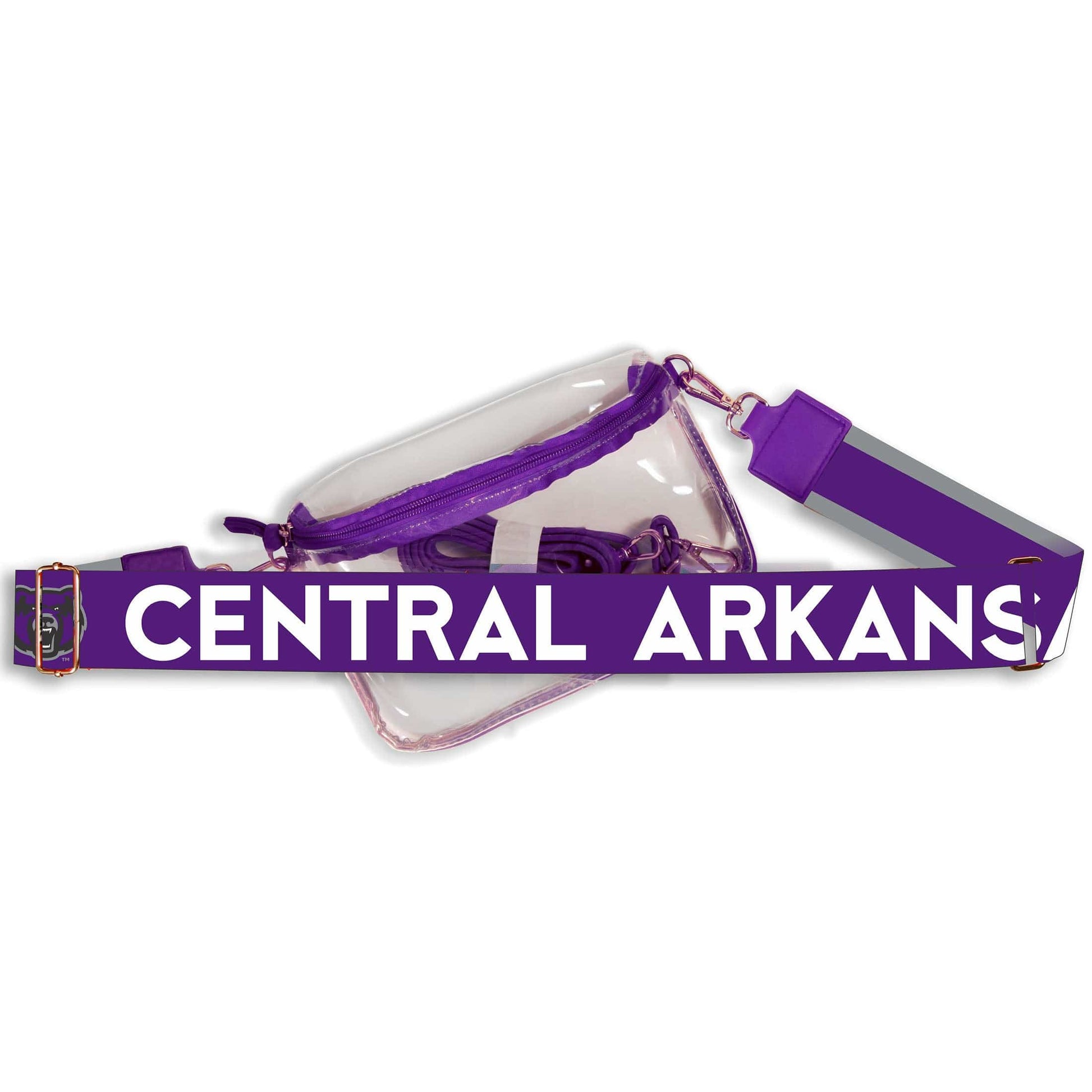 Desden Central Arkansas Hailey Clear Sling Bag with Logo Strap by Desden