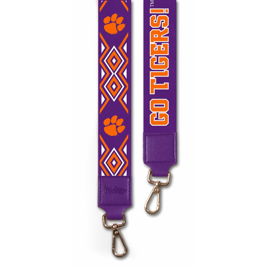 Desden Purse Strap Clemson printed purse strap in Orange and Purple by Desden