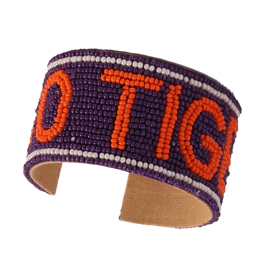 Desden Beaded Cuff Clemson Tigers Beaded Cuff in Purple and Orange by Desden