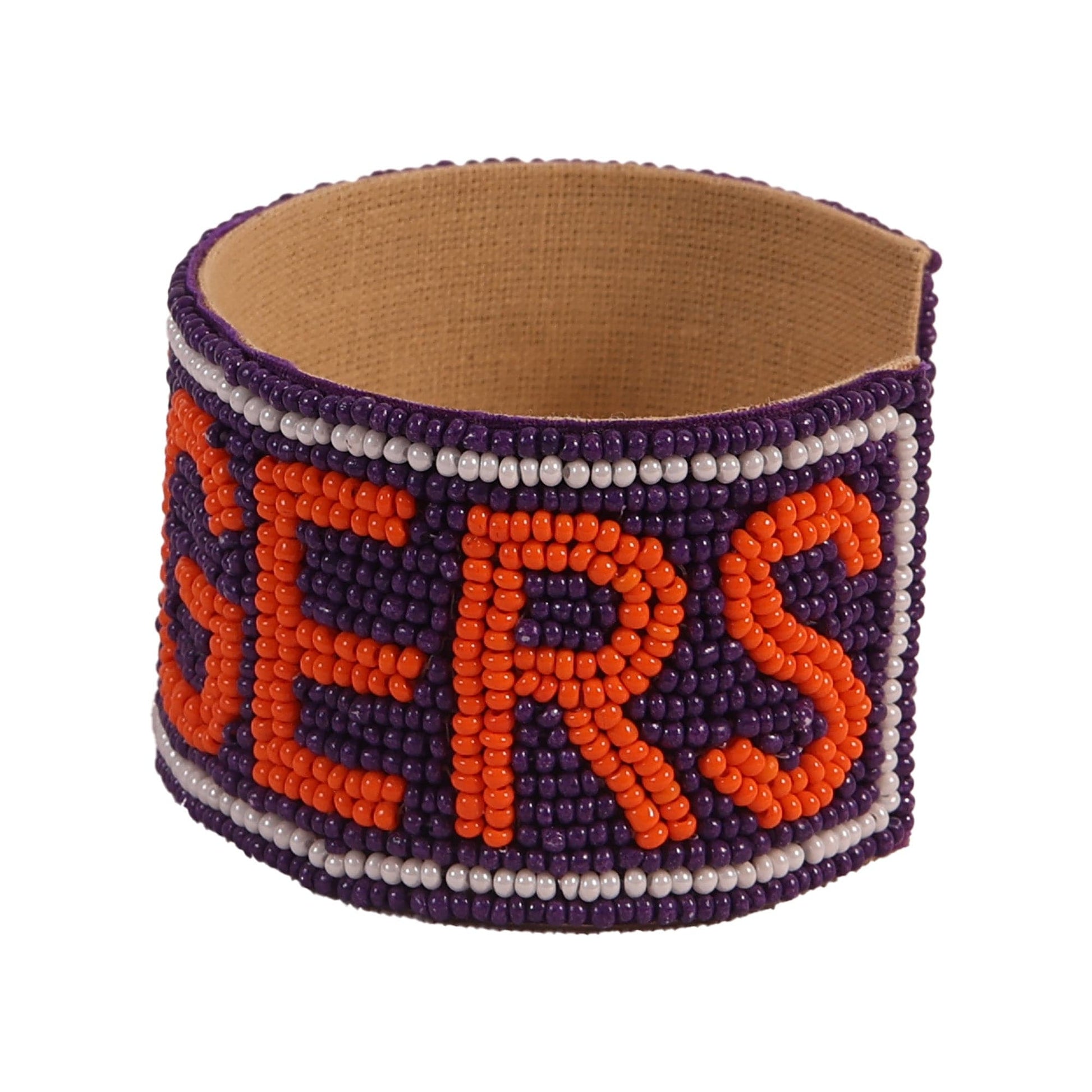 Desden Beaded Cuff Clemson Tigers Beaded Cuff in Purple and Orange by Desden