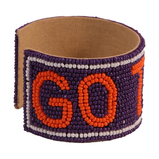 Desden Beaded Cuff Clemson Tigers Beaded Cuff in Purple and Orange by Desden