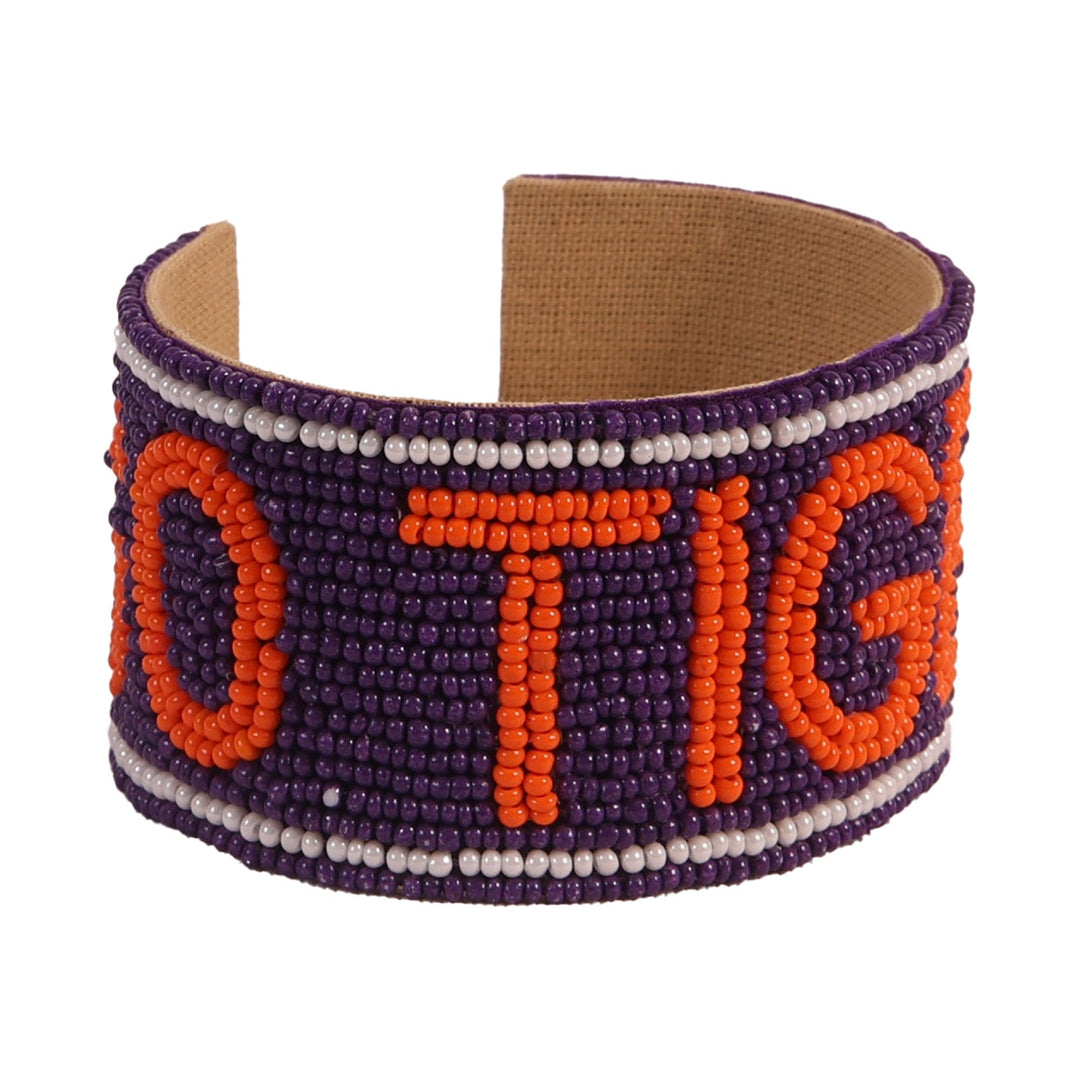 Desden Beaded Cuff Clemson Tigers Beaded Cuff in Purple and Orange by Desden