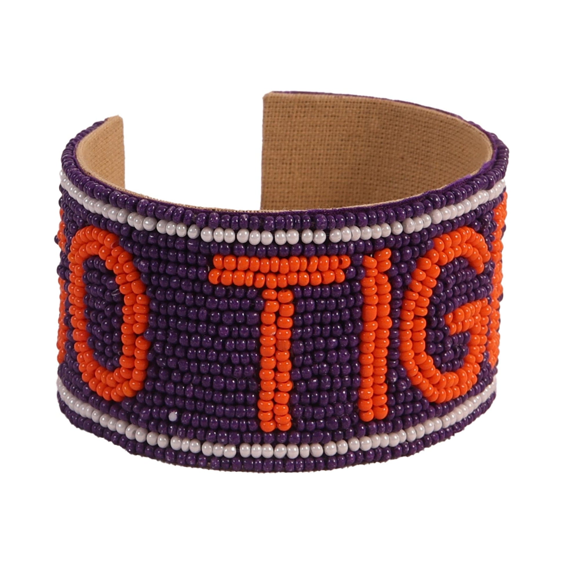 Desden Beaded Cuff Clemson Tigers Beaded Cuff in Purple and Orange by Desden