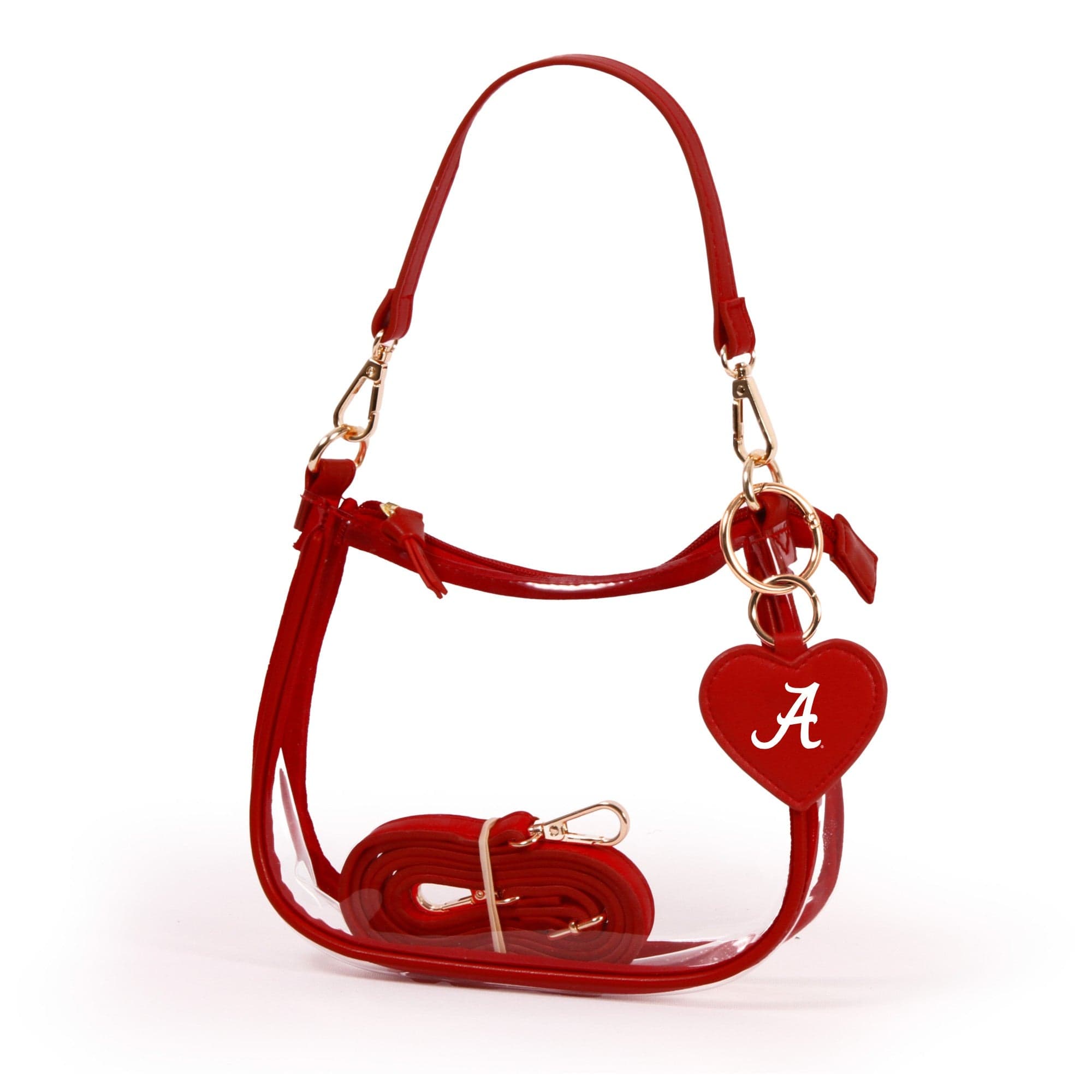 Desden University of Alabama Clear Purse with Heart Charm in Crimson Red 