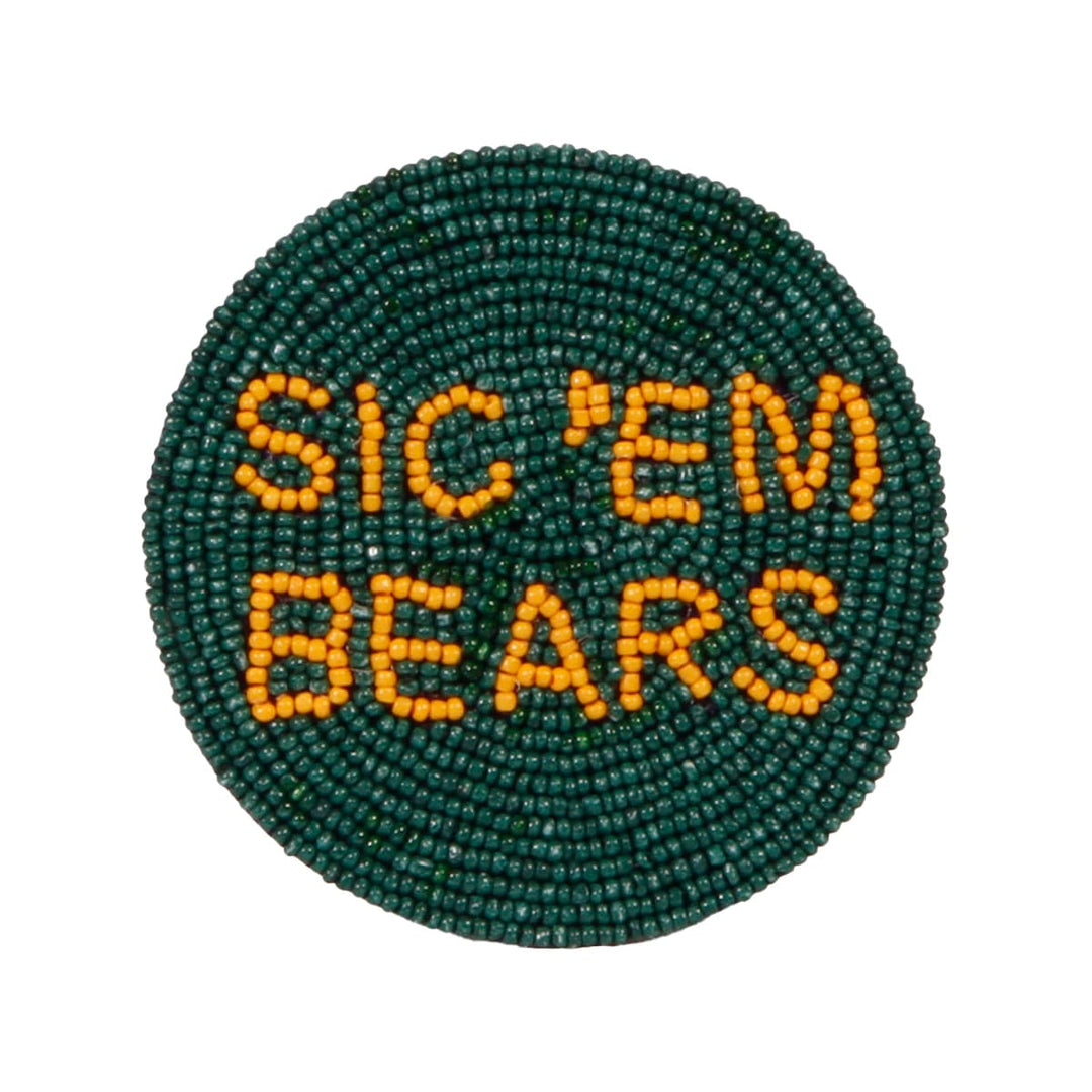 Desden Headband Default Value Baylor Sic 'em Bears Beaded Button in Green and Gold by Desden
