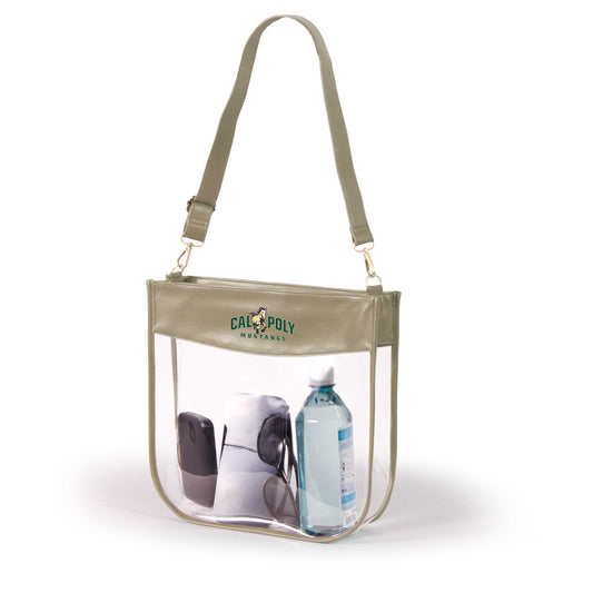 Cal Poly Kate Large Clear Purse with Zipper, stadium-approved, officially licensed, by Desden