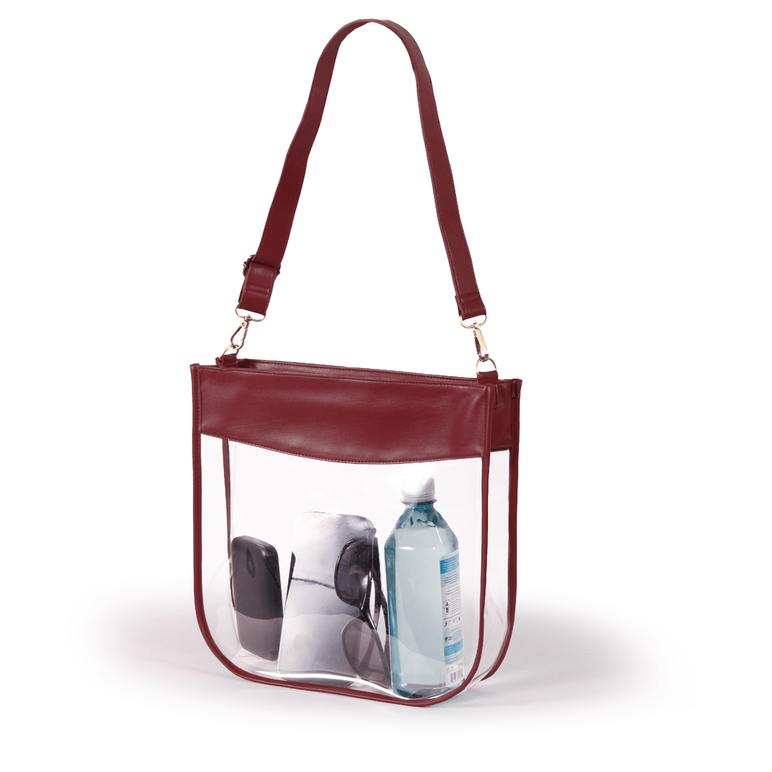 Desden Tote Default Value Clear Purse with Zipper - Maroon