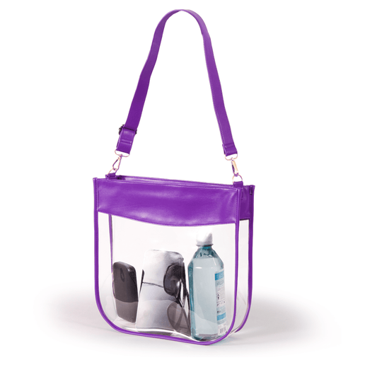 Kate Large Clear Purse with Zipper in Purple, stadium-approved, by Desden