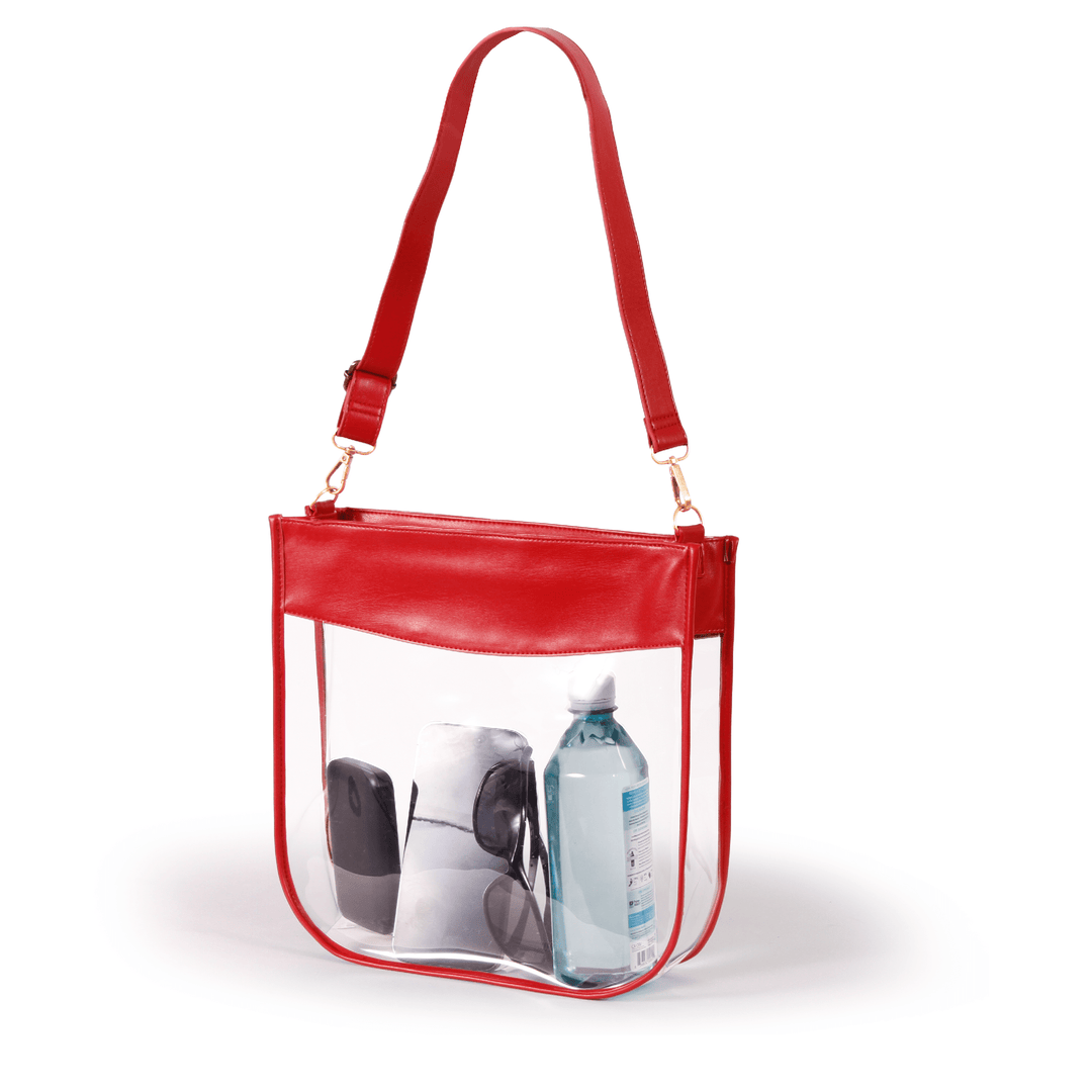 Desden Tote Default Value Clear Purse with Zipper - Red