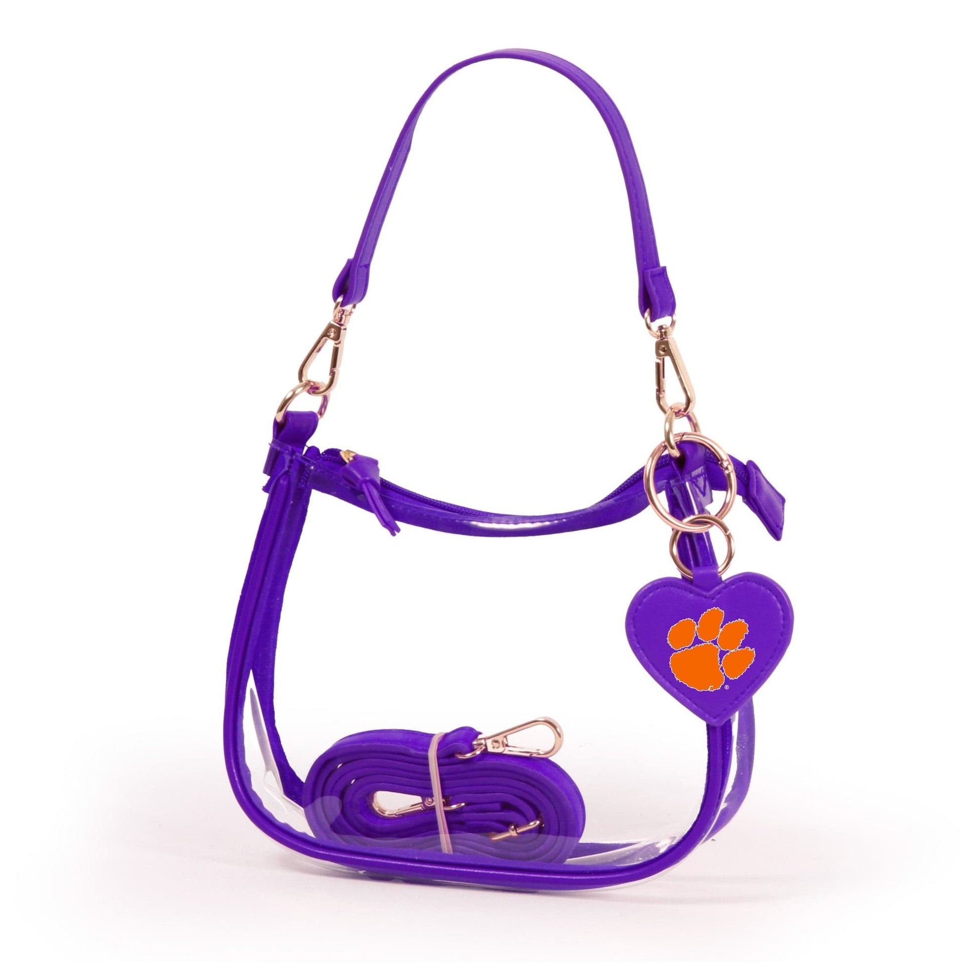 Clemson Clara Clear Crossbody Purse, stadium-approved, officially licensed, by Desden