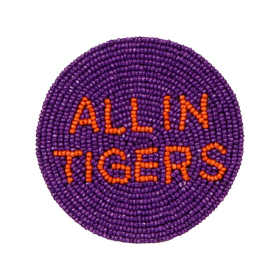 Desden Headband Default Value Clemson Tigers Beaded Button in Purple and Orange by Desden