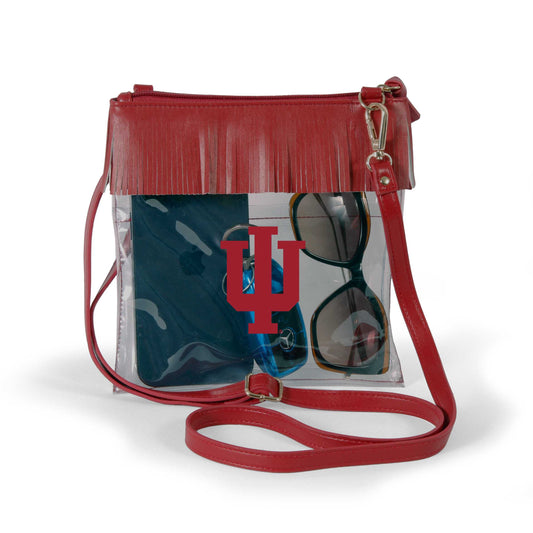 Indiana Hoosiers JudyAnn Fringe Clear Crossbody Purse, stadium-approved, officially licensed, by Desden