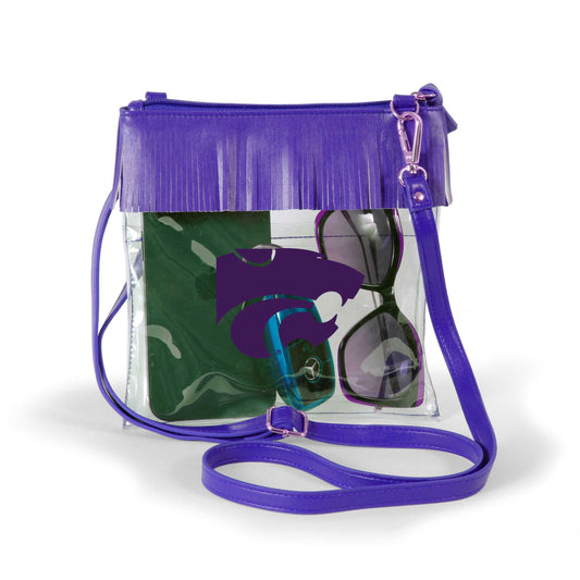 Kansas State Wildcats JudyAnn Fringe Clear Crossbody Purse, stadium-approved, officially licensed, by Desden