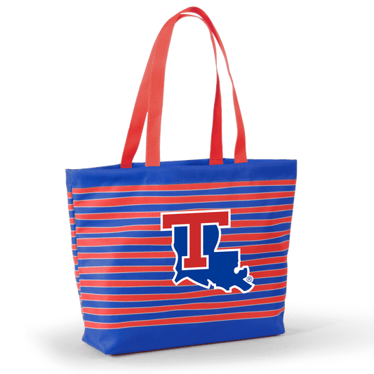Desden Tote Default Value Louisiana Tech Tatum Tote Wavy Striped Tote  by Desden