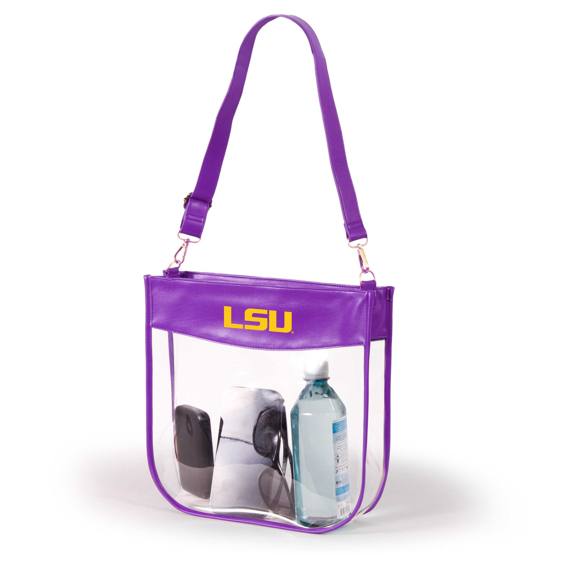 LSU Kate Large Clear Purse with Zipper, stadium-approved, officially licensed, by Desden