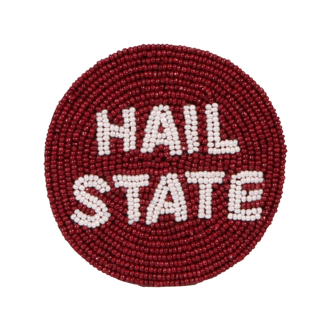 Desden Headband Default Value Mississippi State Hail State Beaded Button in Maroon and White by Desden