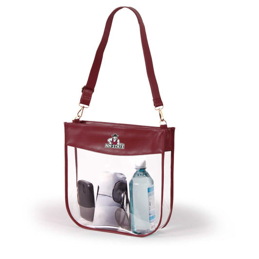 New Mexico State Kate Large Clear Purse with Zipper, stadium-approved, officially licensed, by Desden