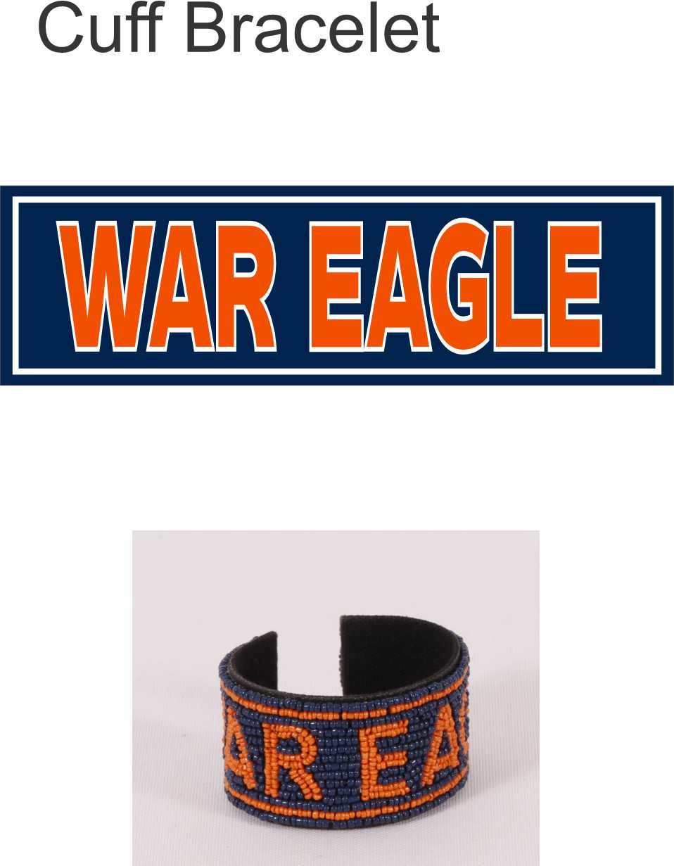 Desden Cuff Default Value ORDER FOR SPRING DELIVERY 😀 Auburn War Eagle Beaded Cuff in Navy and Orange by Desden