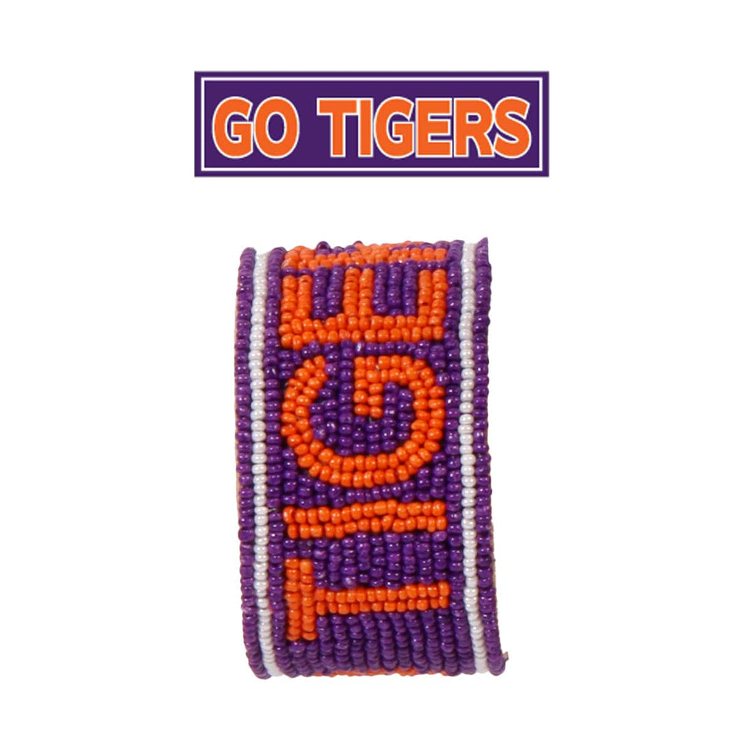 Desden Cuff Default Value PRE ORDER FOR SPRING DELIVERY 😀 Clemson Tigers Beaded Cuff in Purple and Orange by Desden