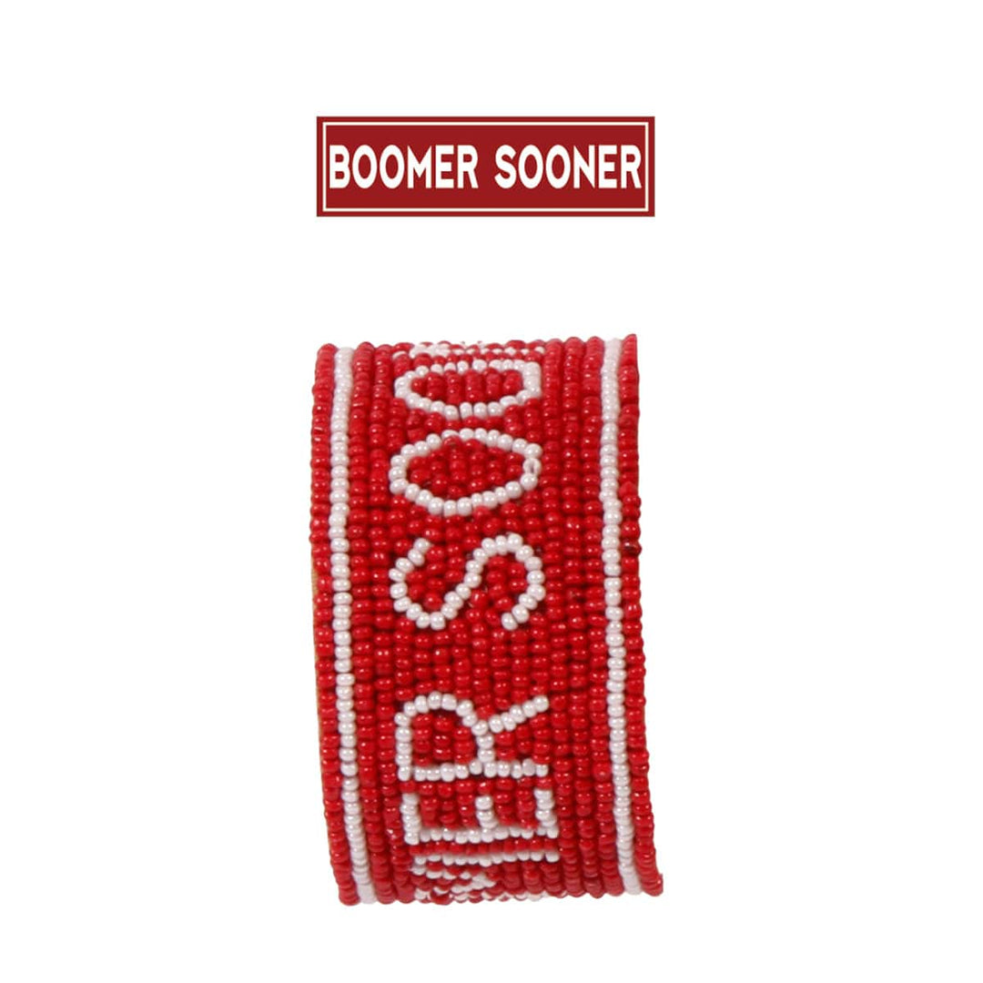 Desden Cuff Default Value PRE ORDER FOR SPRING DELIVERY 😀 Oklahoma OU Sooners Beaded Cuff in Crimson and White by Desden
