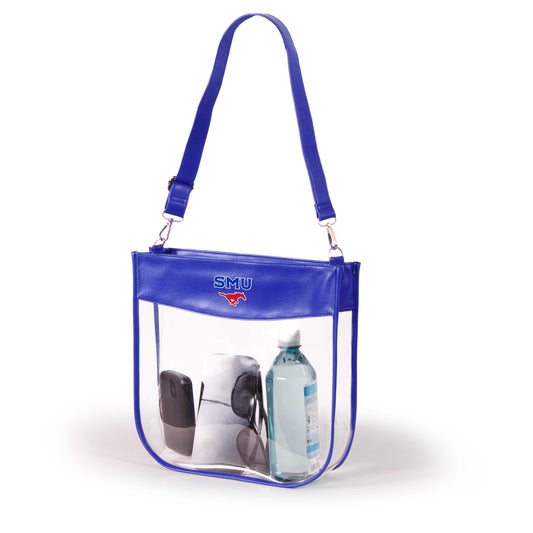 SMU Kate Large Clear Purse with Zipper, stadium-approved, officially licensed, by Desden