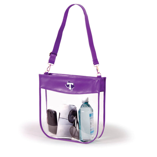 Tarleton State Kate Large Clear Purse with Zipper, stadium-approved, officially licensed, by Desden