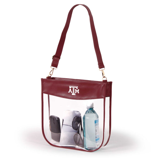 Texas A&M Kate Large Clear Purse with Zipper, stadium-approved, officially licensed, by Desden