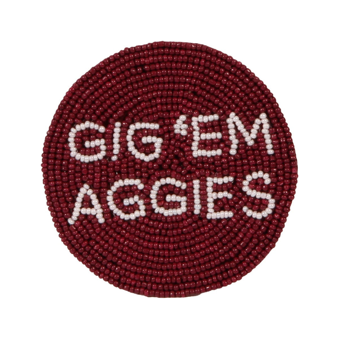 Desden Headband Default Value Texas A&M Gig 'em Beaded Button in Maroon and White by Desden