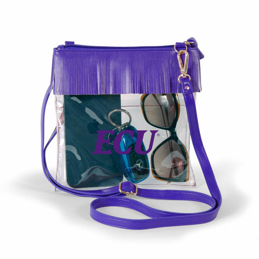East Carolina Pirates JudyAnn Fringe Clear Crossbody Purse, stadium-approved, officially licensed, by Desden