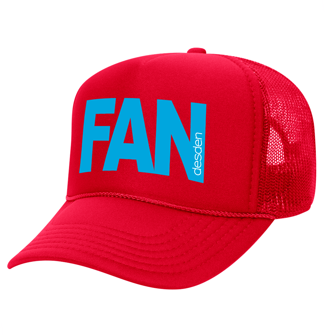 Desden Fan Cap - Red and Light Blue