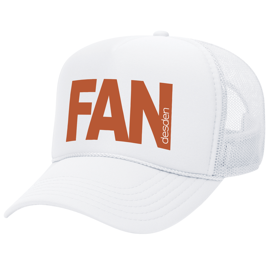 Desden Fan Cap - White and Burnt Orange