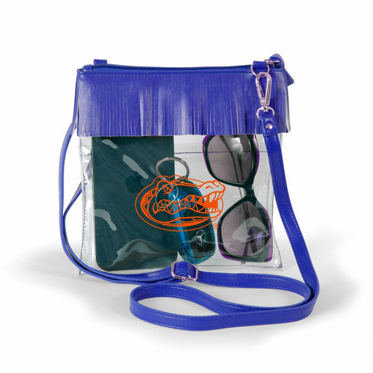 Florida Gators JudyAnn Fringe Clear Crossbody Purse, stadium-approved, officially licensed, by Desden