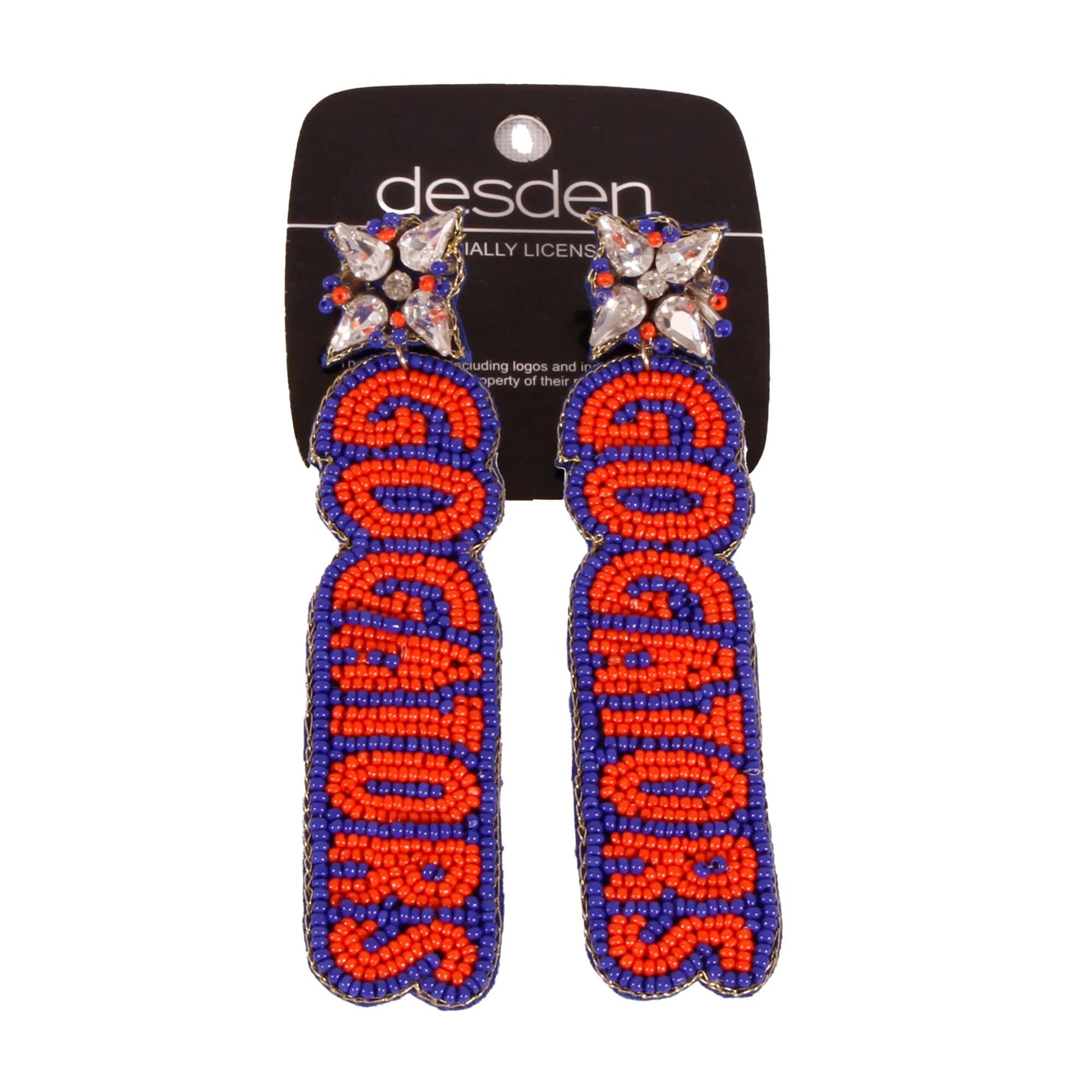 Desden Beaded Earings Florida Go Gators Beaded Earrings in Royal and Orange by Desden