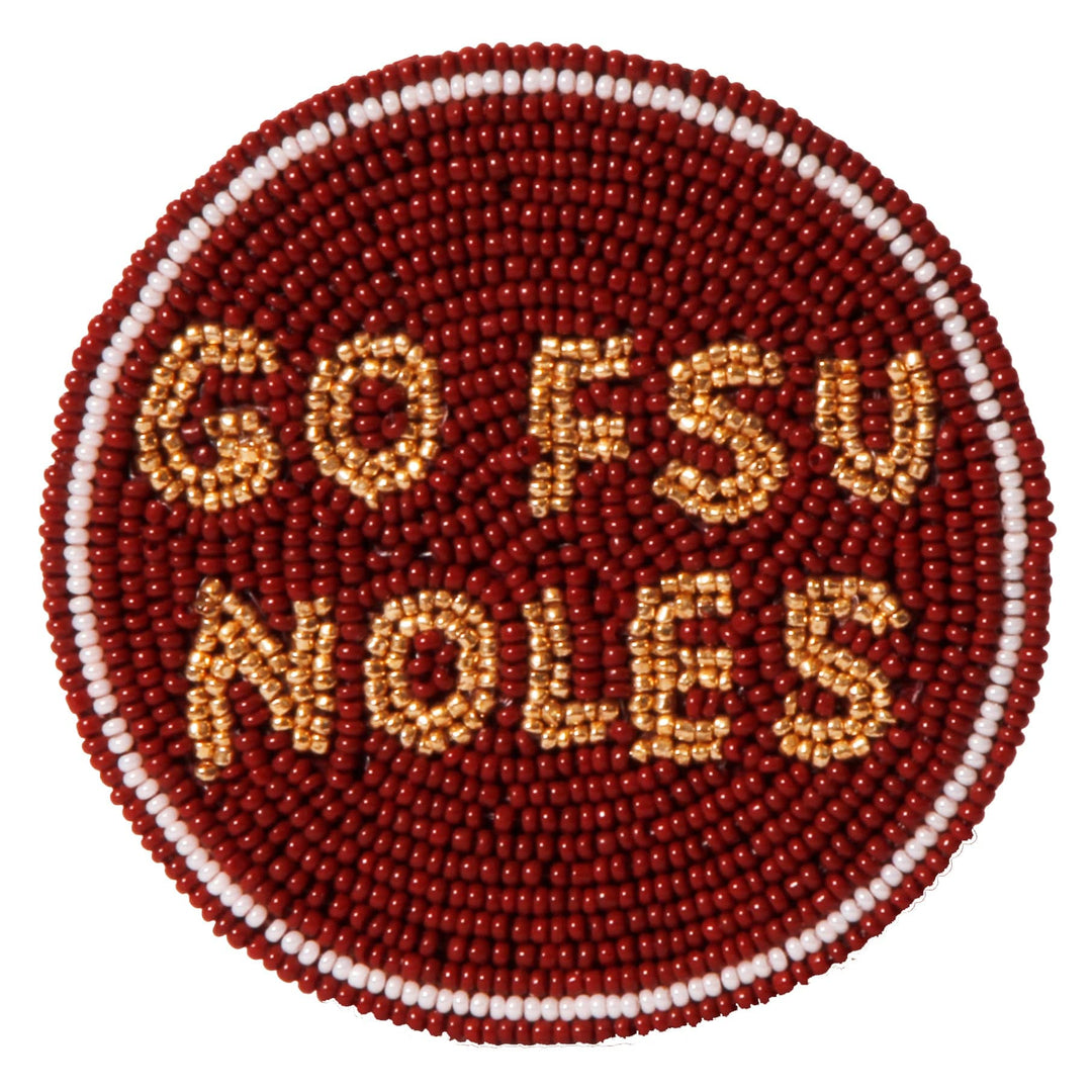 Desden Beaded Button Florida State FSU Go Noles Beaded Button in Garnet and Gold by Desden