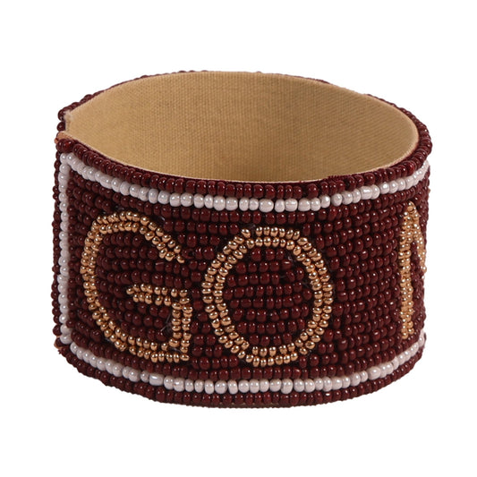 Desden Beaded Cuff Florida State FSU Go Noles Beaded Cuff in Garnet and Gold by Desden