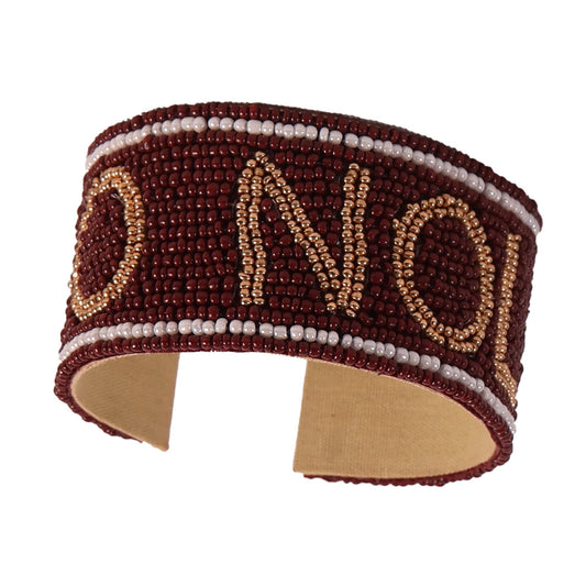 Desden Beaded Cuff Florida State FSU Go Noles Beaded Cuff in Garnet and Gold by Desden