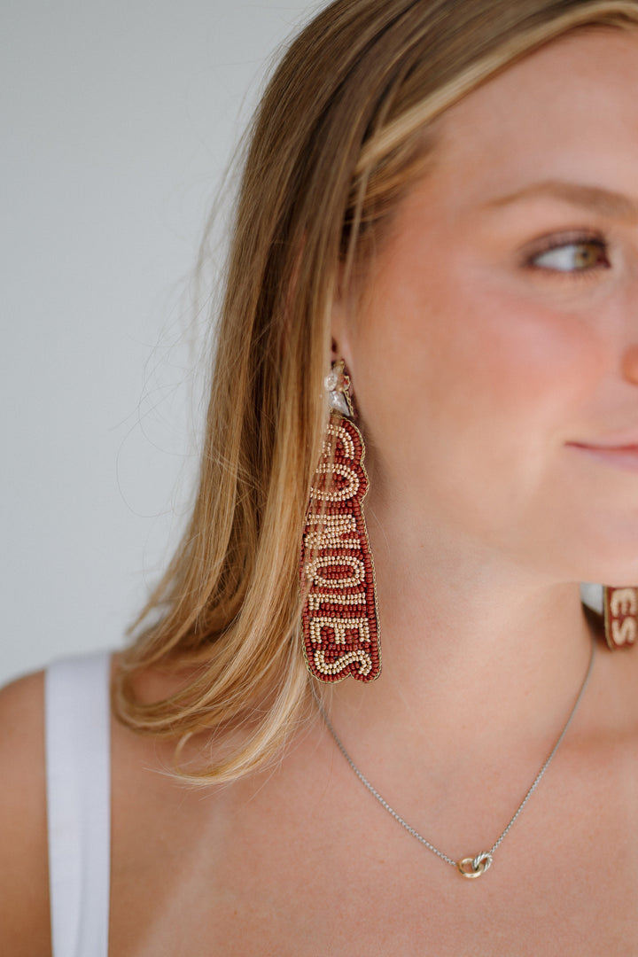 Desden Beaded Earings Florida State FSU Go Noles Hand Beaded Earrings in Garnet and Gold by Desden