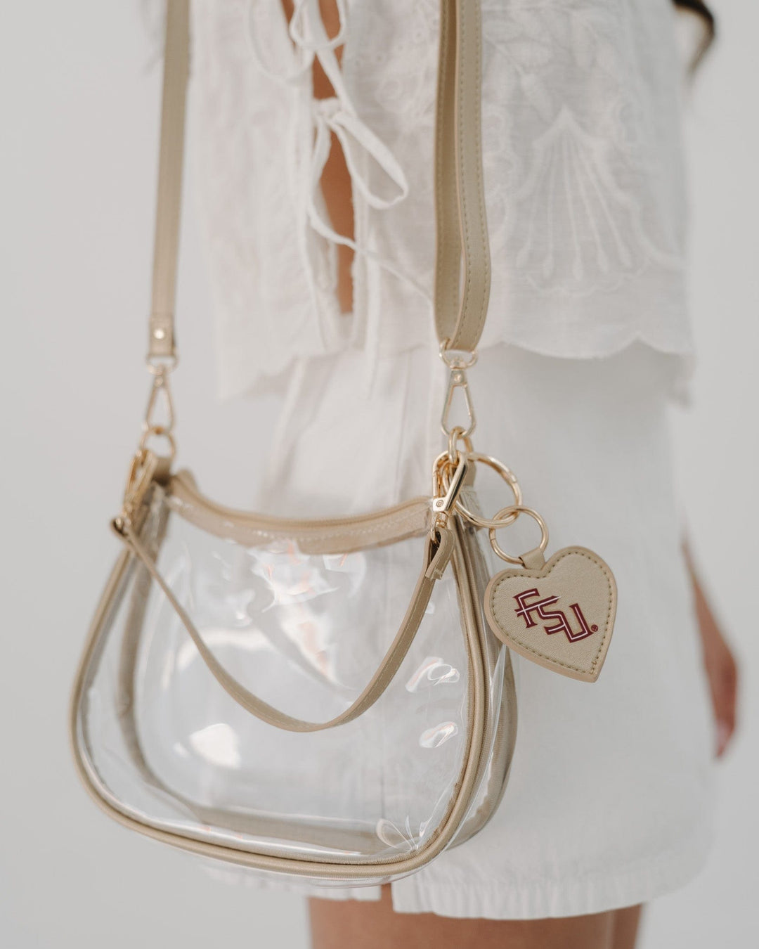 Desden Purse Florida State Seminoles Clear Clara Purse with Heart Charm