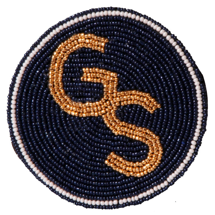 Desden Beaded Button Georgia Southern Go Eagles Beaded Button in Navy and Gold  by Desden