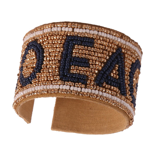 Desden Beaded Cuff Georgia Southern Go Eagles Beaded Cuff in Navy and Gold by Desden