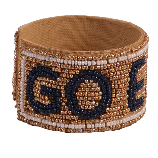 Desden Beaded Cuff Georgia Southern Go Eagles Beaded Cuff in Navy and Gold by Desden