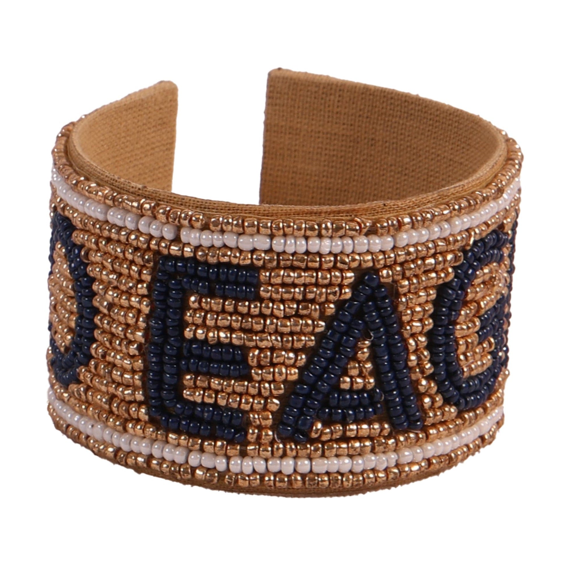 Desden Beaded Cuff Georgia Southern Go Eagles Beaded Cuff in Navy and Gold by Desden