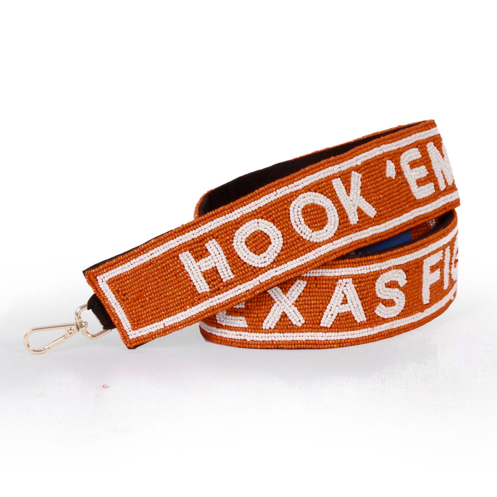 Texas Longhorns Beaded Purse Strap in Burnt Orange and White