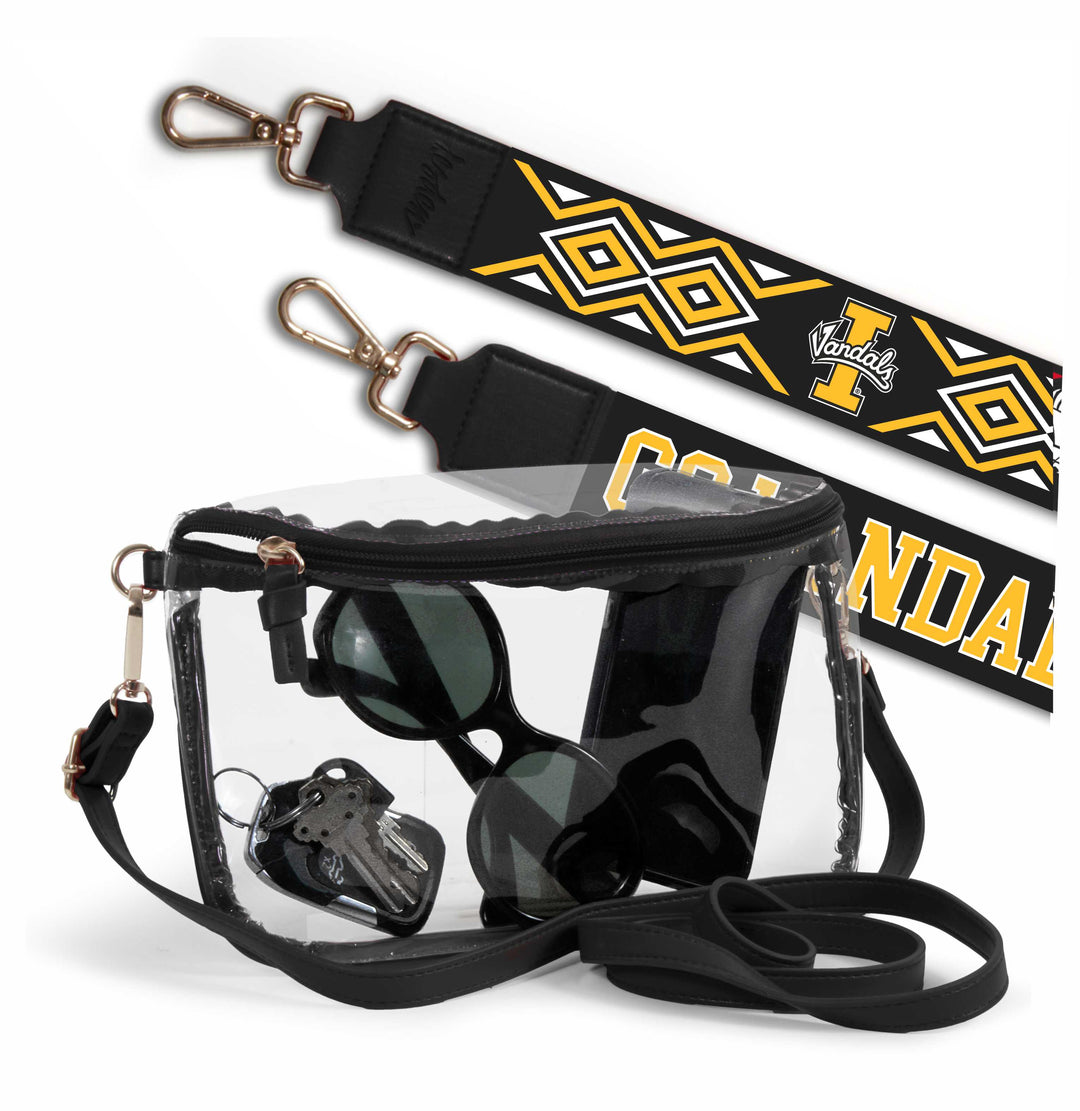 Desden Purse Idaho Vandals Pride Gold and Black Clear Sling Purse with custom purse strap by Desden