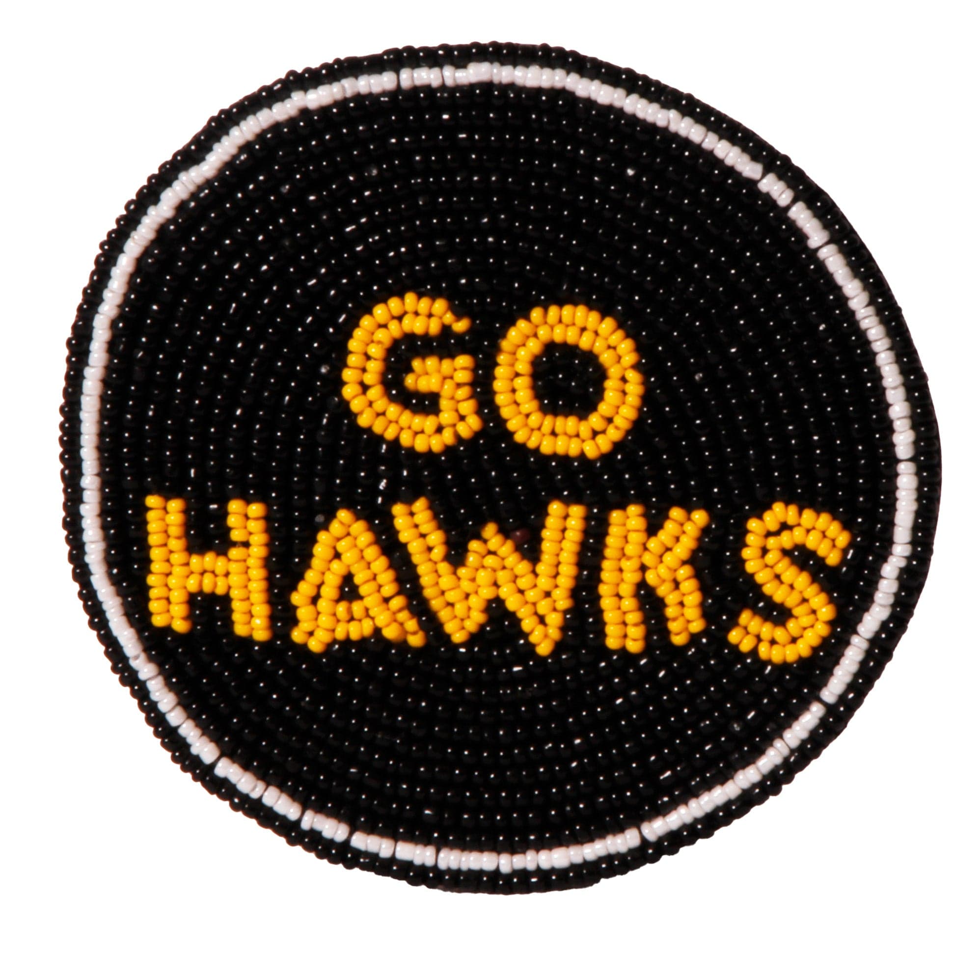 Desden Beaded Button Iowa Go Hawks Beaded Button in Black and Gold by Desden