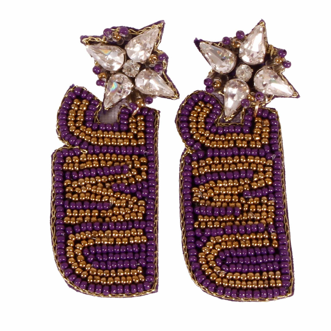 Desden Beaded Earings James Madison Beaded Earrings in Purple and Gold  by Desden