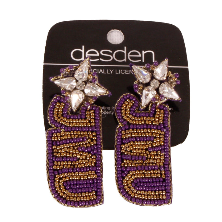 Desden Beaded Earings James Madison Beaded Earrings in Purple and Gold  by Desden