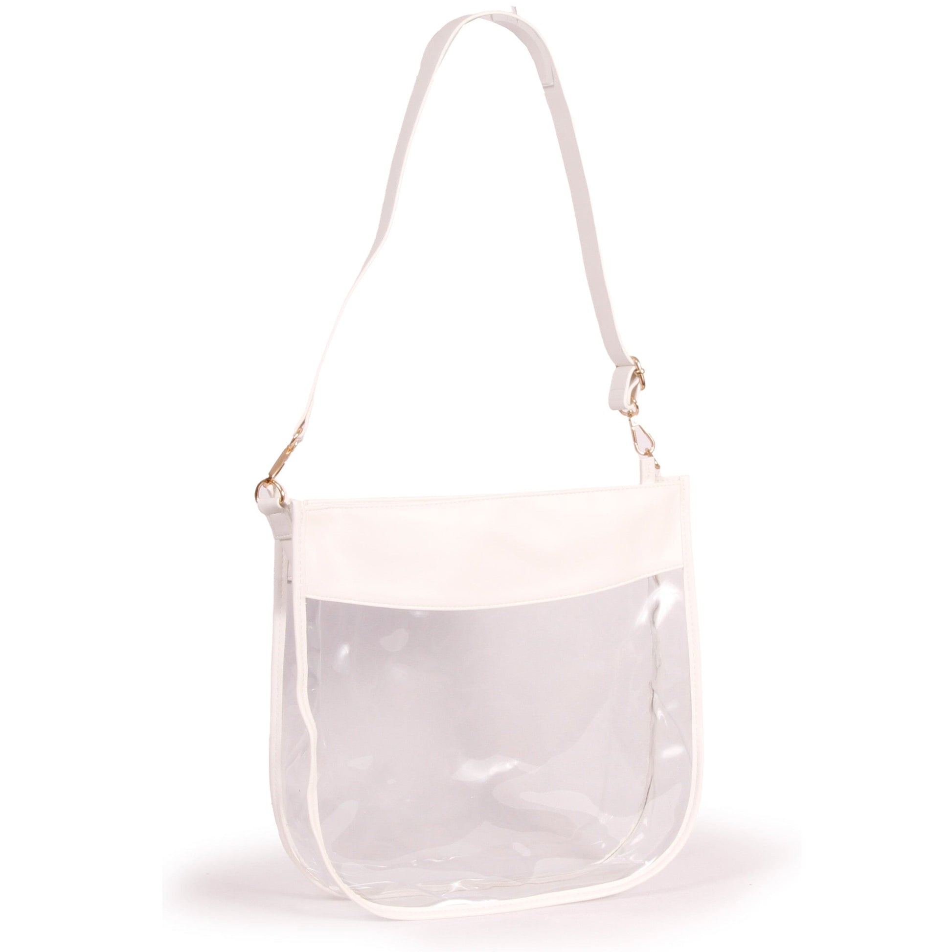 Kate Large Clear Purse with Zipper in White, stadium-approved, by Desden